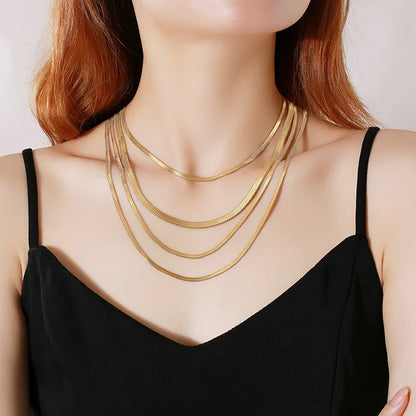 Ariel Basic 3/4/5mm Wide Herringbone Necklaces for Women