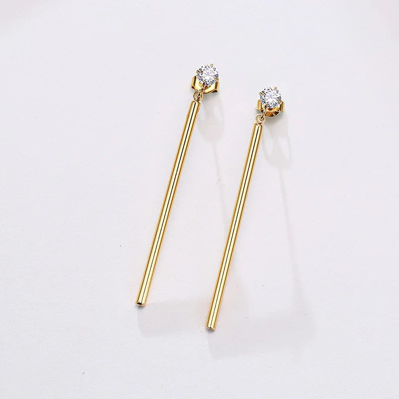 Ariel Minimalist Long Bar Dangle Earrings for Women