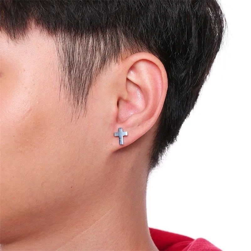 Ariel Simple Cross Earrings for Men