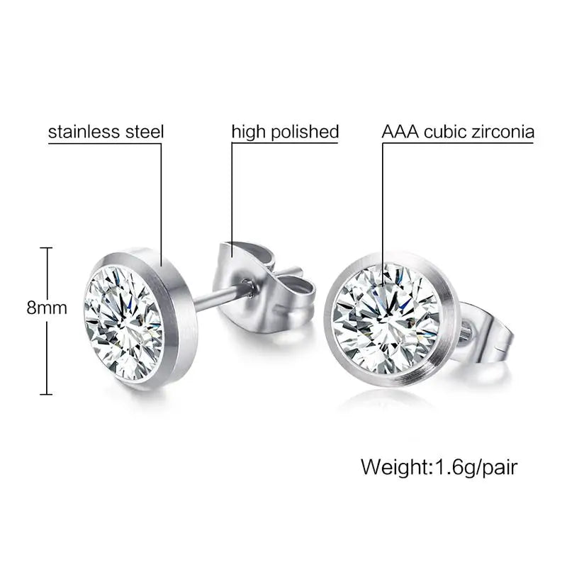 Ariel CZ Stone Classic Simple Stud Earrings for Women