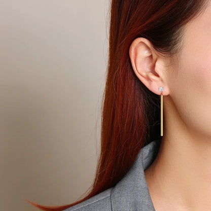 Ariel Minimalist Long Bar Dangle Earrings for Women