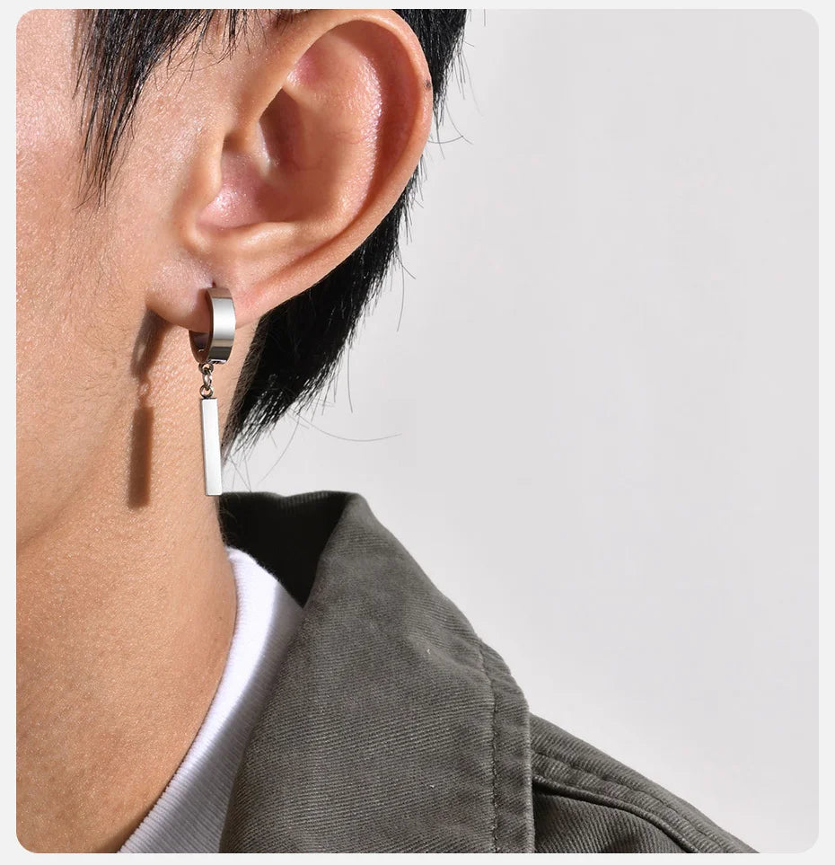 Ariel New Fashion 3D Bar Huggie Earrings for Men