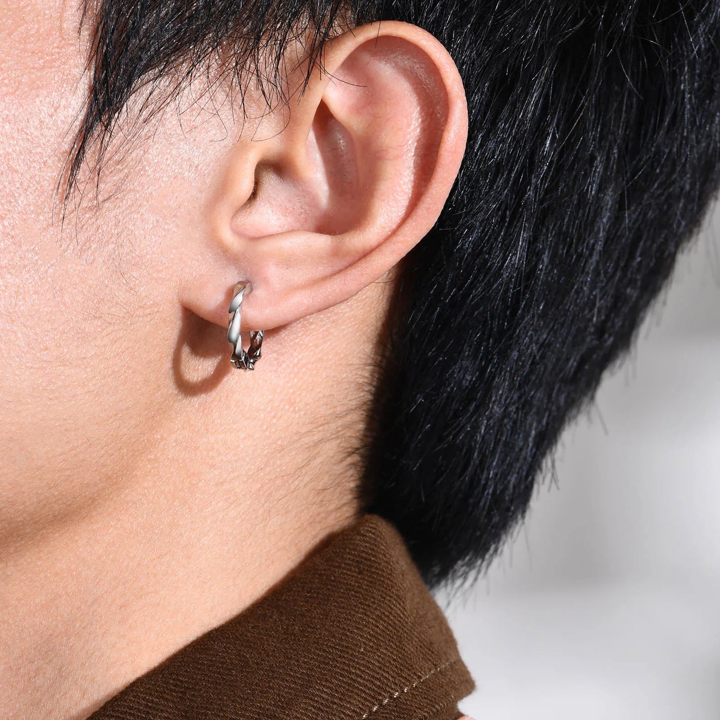 Ariel Simple Twisted Mobius Hoop Huggie Earrings for Men