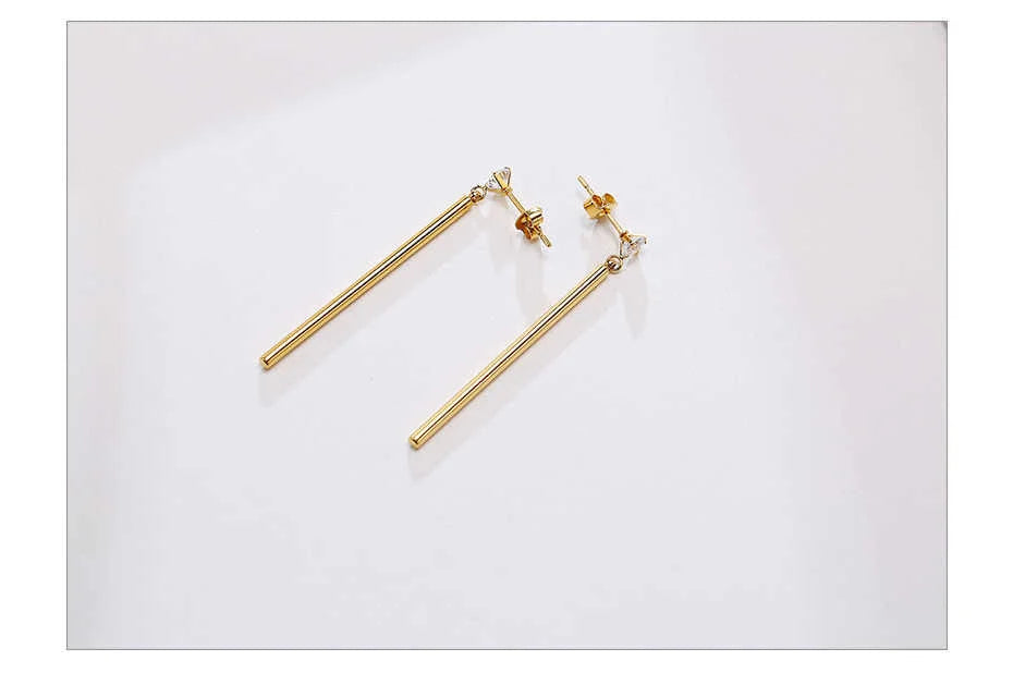 Ariel Minimalist Long Bar Dangle Earrings for Women