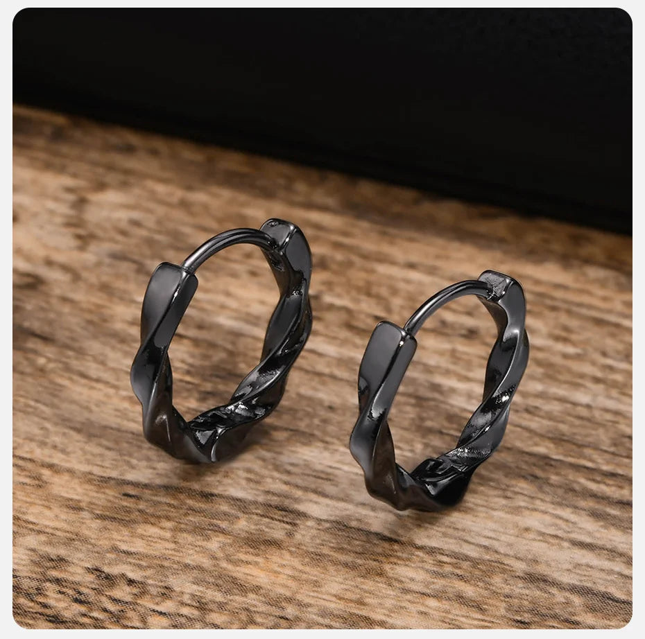 Ariel Simple Twisted Mobius Hoop Huggie Earrings for Men