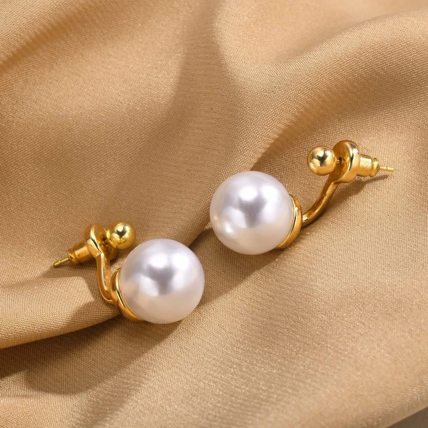 Ariel Minimalist Round Simulated Pearl Earrings for Women