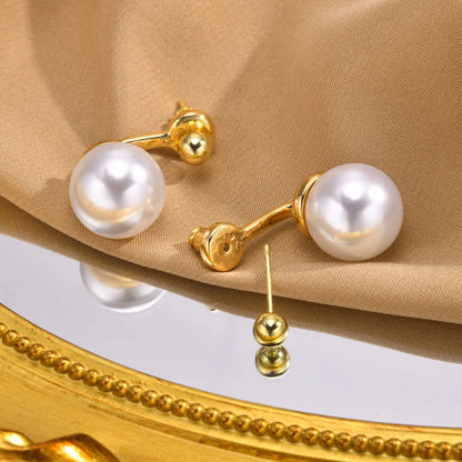 Ariel Minimalist Round Simulated Pearl Earrings for Women