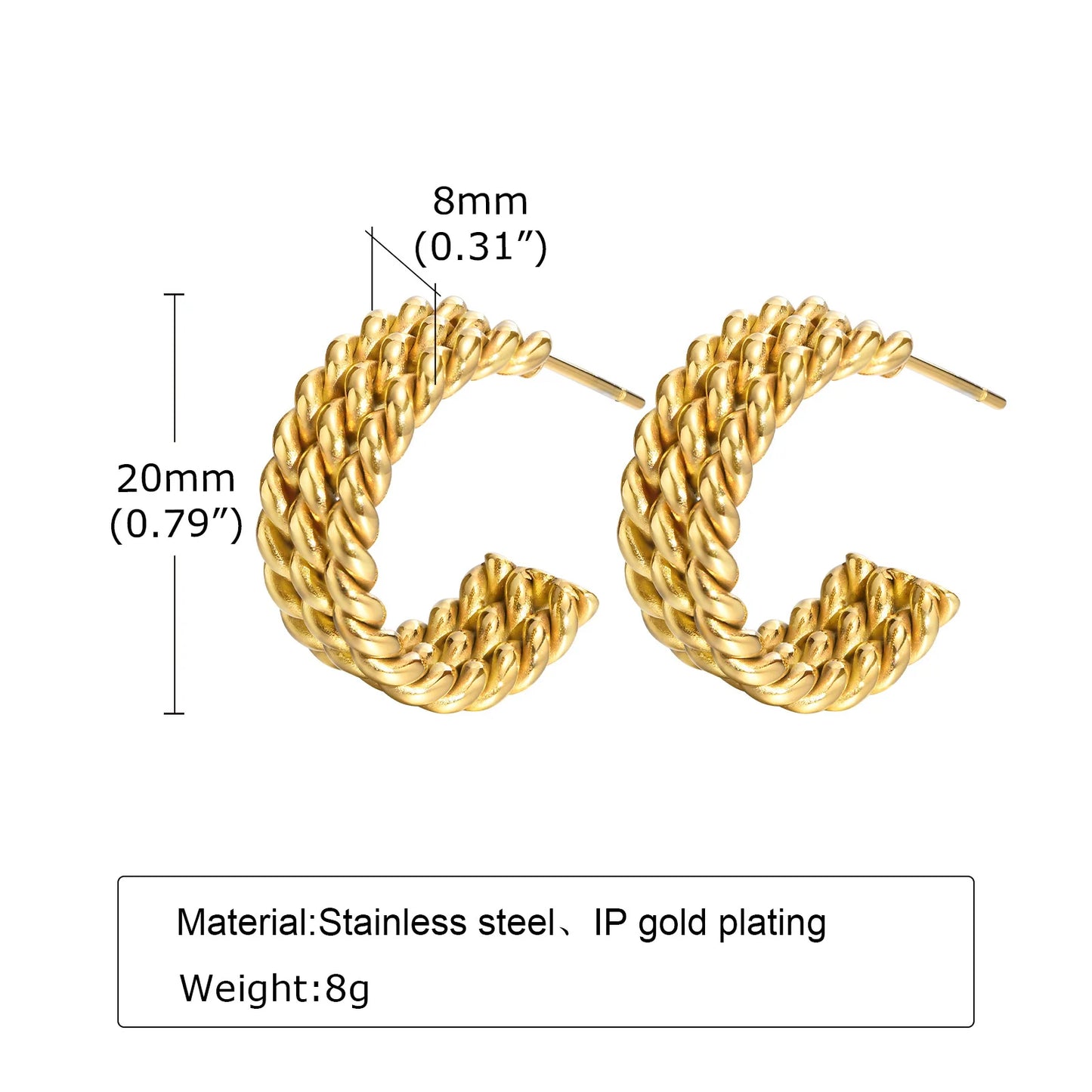 Ariel Chic Twisted Chain Hoop Earrings for Women