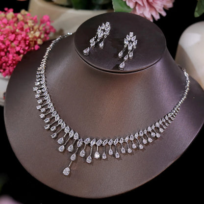 Ariel Glittering Cubic Zircon White Necklace and Earrings