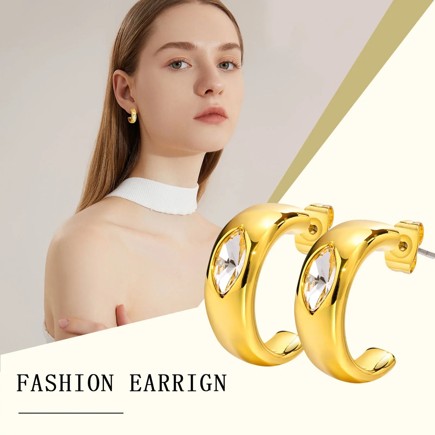 Ariel Minimalist C Shaped Hoop Earrings