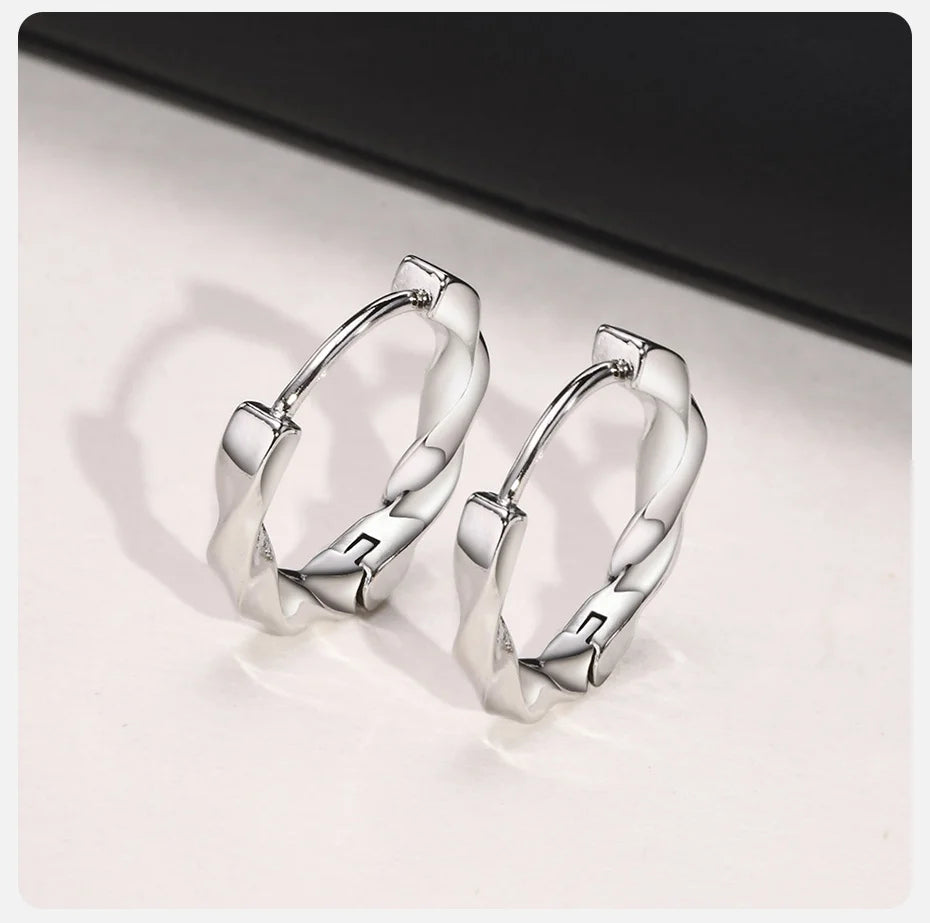 Ariel Simple Twisted Mobius Hoop Huggie Earrings for Men