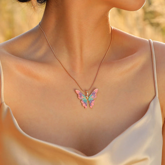 Ariel Y2K Vivid Butterfly Necklace