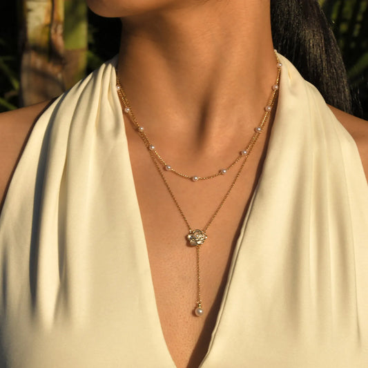 Ariel Elegant Pearl Beads Chain Necklace