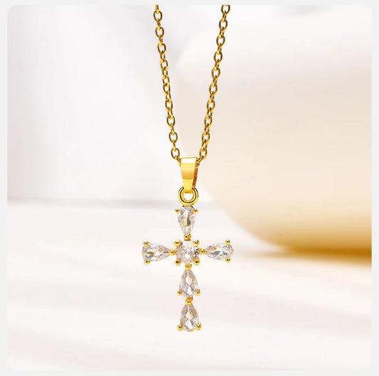 Ariel Zirconia Stone Cross Necklaces