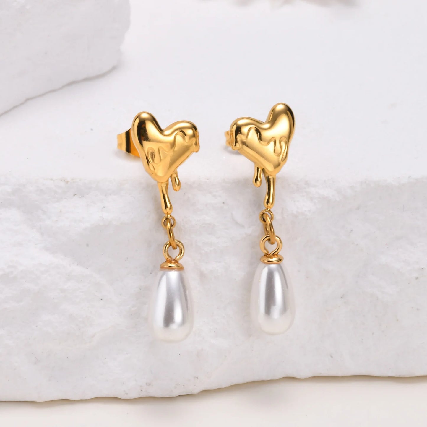 Ariel Dainty Lava Textured Heart Earrings for Women