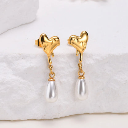 Ariel Dainty Lava Textured Heart Earrings for Women