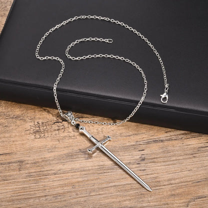 Ariel Men Punk Rock Sword Cross Pendant Necklace