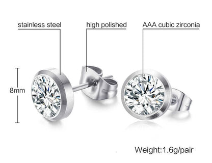 Ariel CZ Stone Classic Simple Stud Earrings for Women