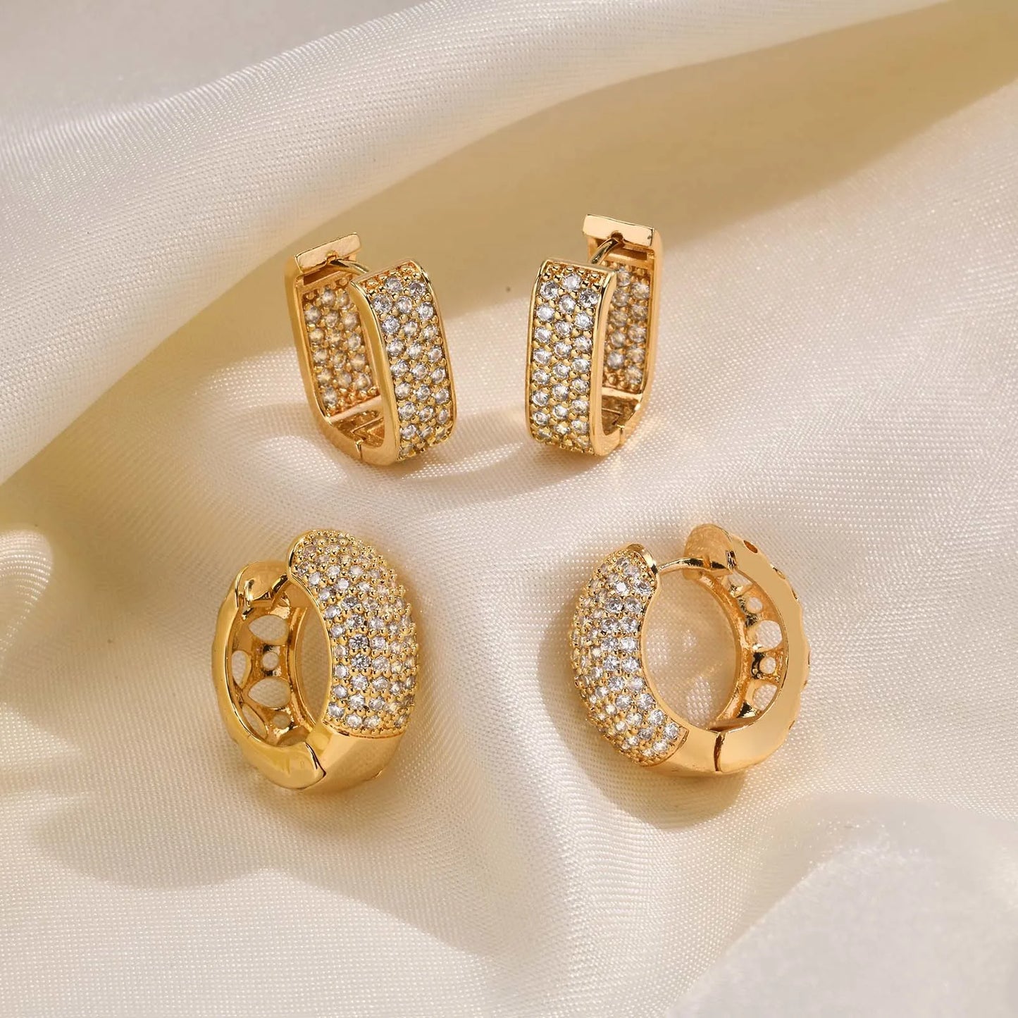 Ariel Luxury Gold Color Metal Hoop Earrings for Women