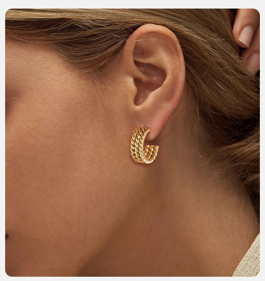 Ariel Chic Twisted Chain Hoop Earrings for Women