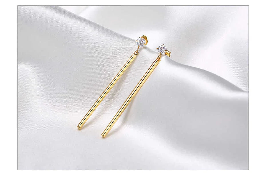 Ariel Minimalist Long Bar Dangle Earrings for Women