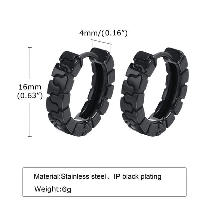 Ariel Cool Punk Zipper Textured Small Huggie Hoop Earrings for Men