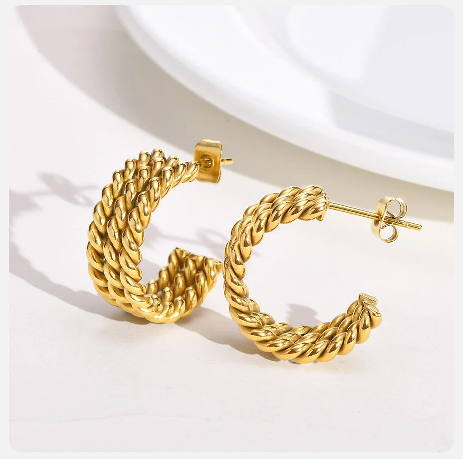 Ariel Chic Twisted Chain Hoop Earrings for Women