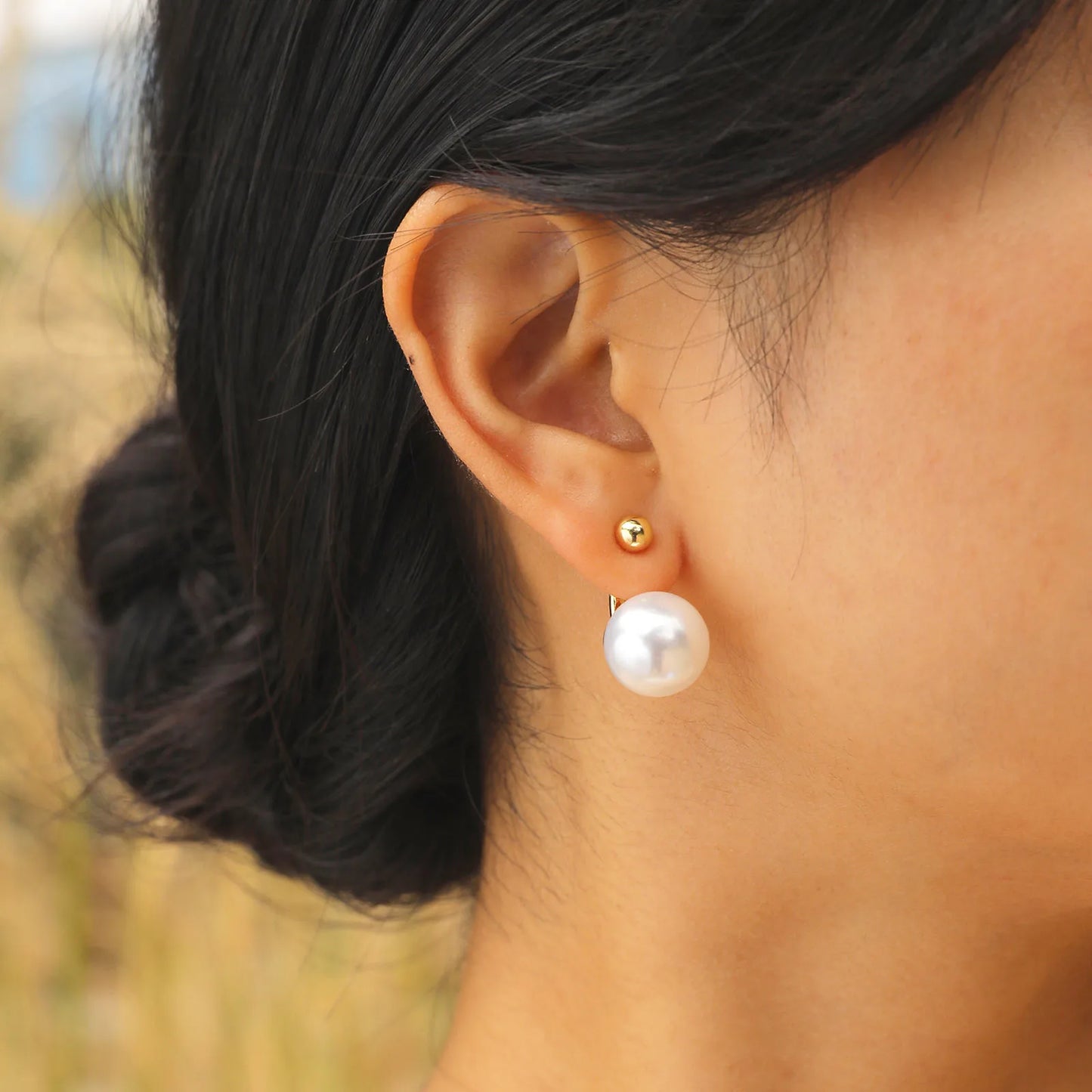 Ariel Minimalist Round Simulated Pearl Earrings for Women