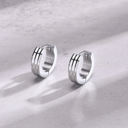 Ariel Grooved Hoop Earrings for Men