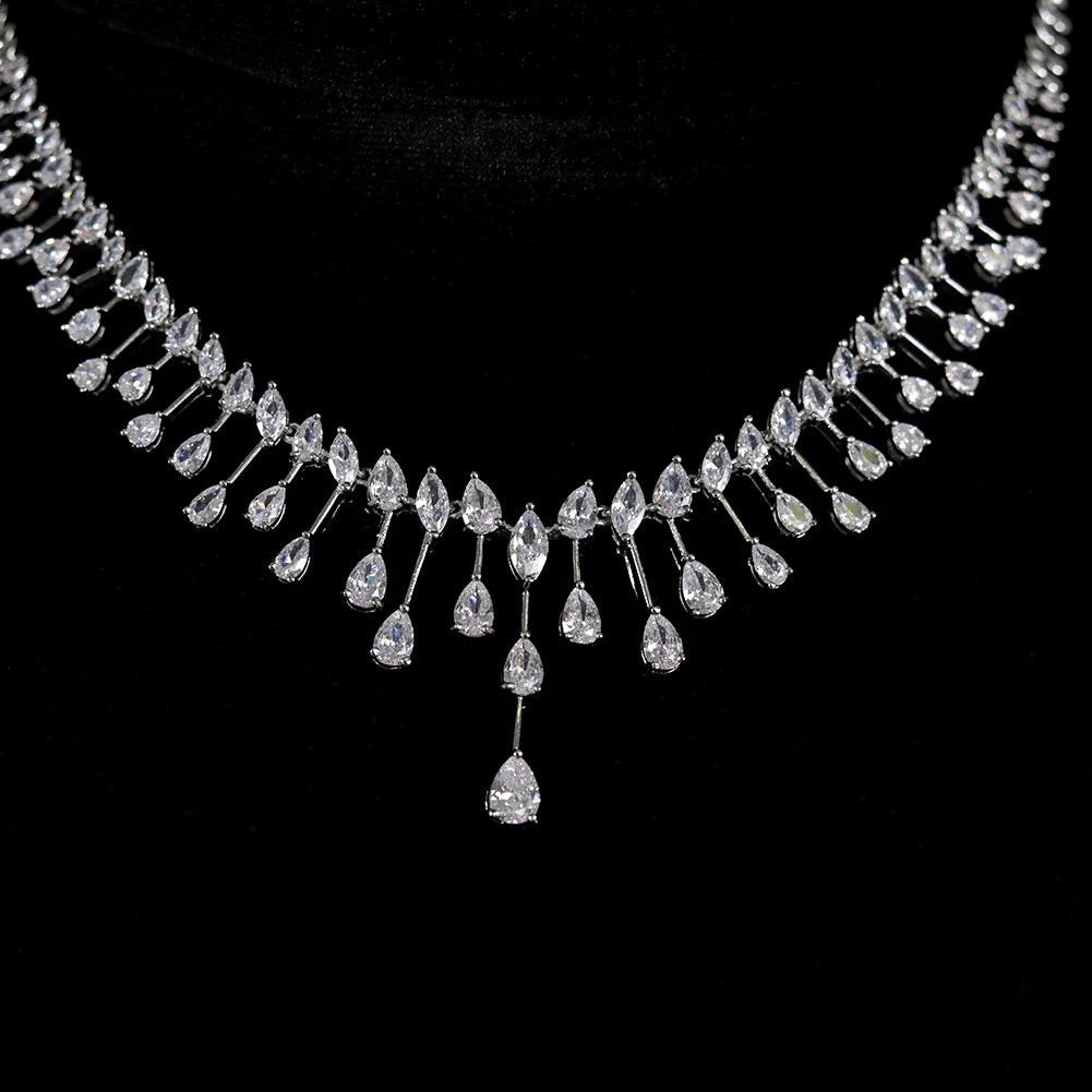 Ariel Glittering Cubic Zircon White Necklace and Earrings