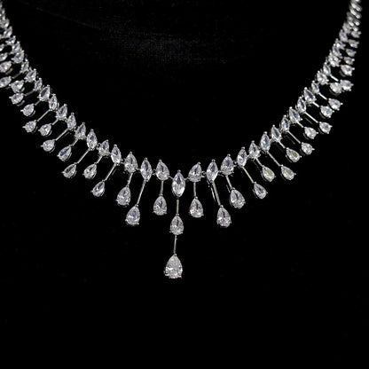 Ariel Glittering Cubic Zircon White Necklace and Earrings