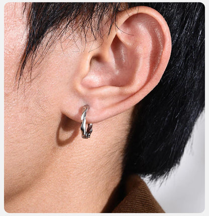 Ariel Simple Twisted Mobius Hoop Huggie Earrings for Men