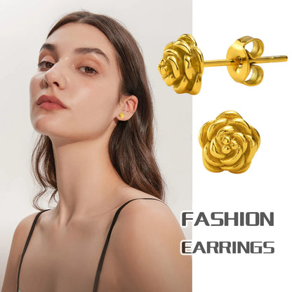 Ariel Elegant Rose Flower Stud Earrings for Women