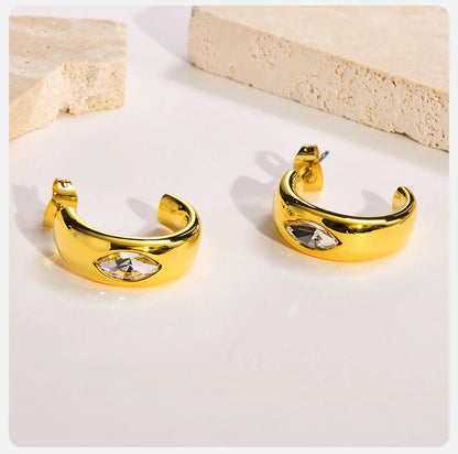 Ariel Minimalist C Shaped Hoop Earrings