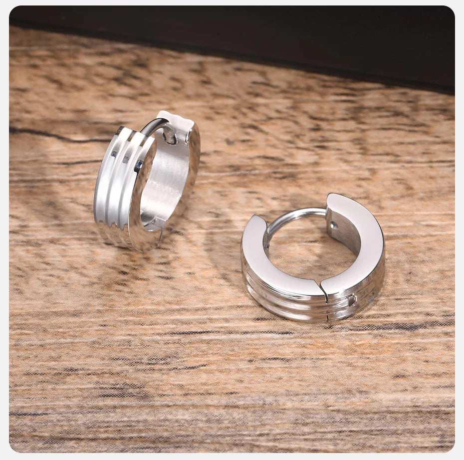 Ariel Grooved Hoop Earrings for Men