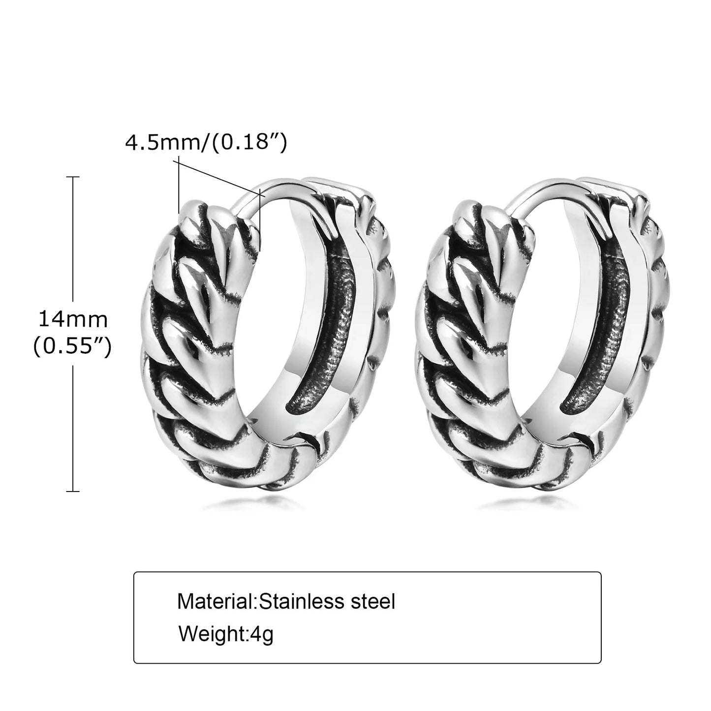 Ariel Minimalist Twisted Chain Hoop Earrings for Men