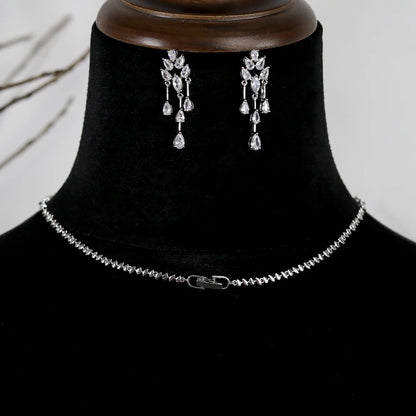 Ariel Glittering Cubic Zircon White Necklace and Earrings