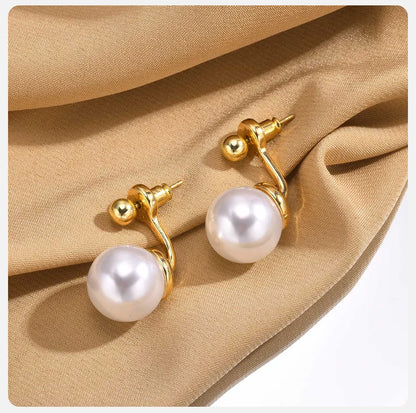 Ariel Minimalist Round Simulated Pearl Earrings for Women