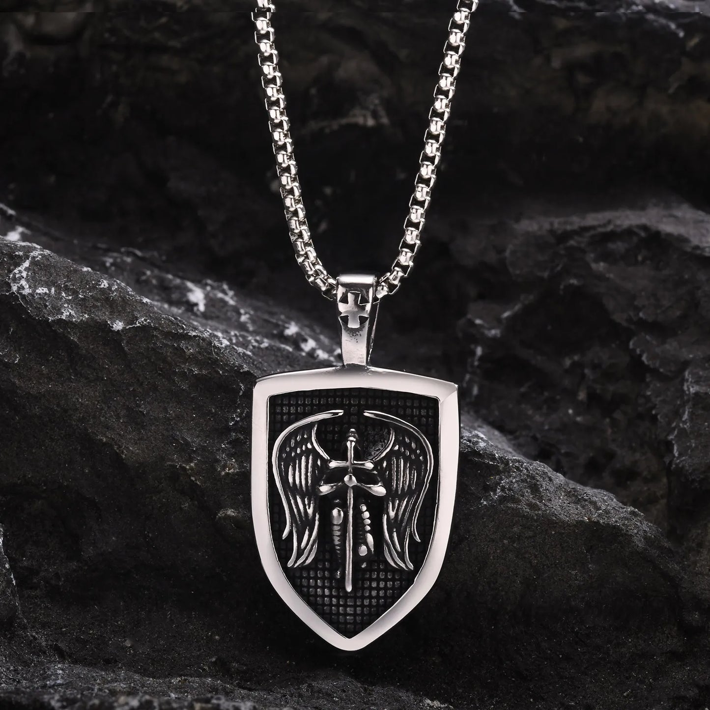 Ariel Men Shield Pendant Necklace