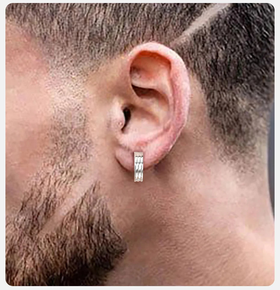 Ariel Grooved Hoop Earrings for Men