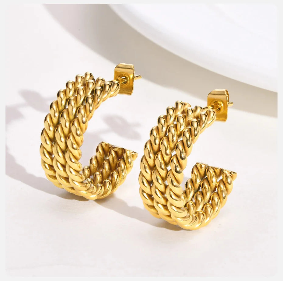 Ariel Chic Twisted Chain Hoop Earrings for Women