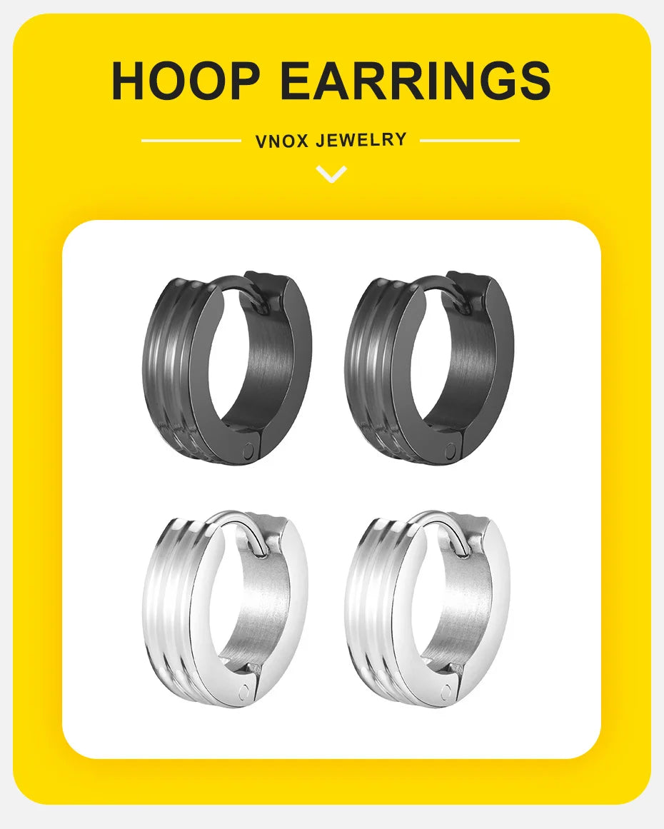 Ariel Grooved Hoop Earrings for Men