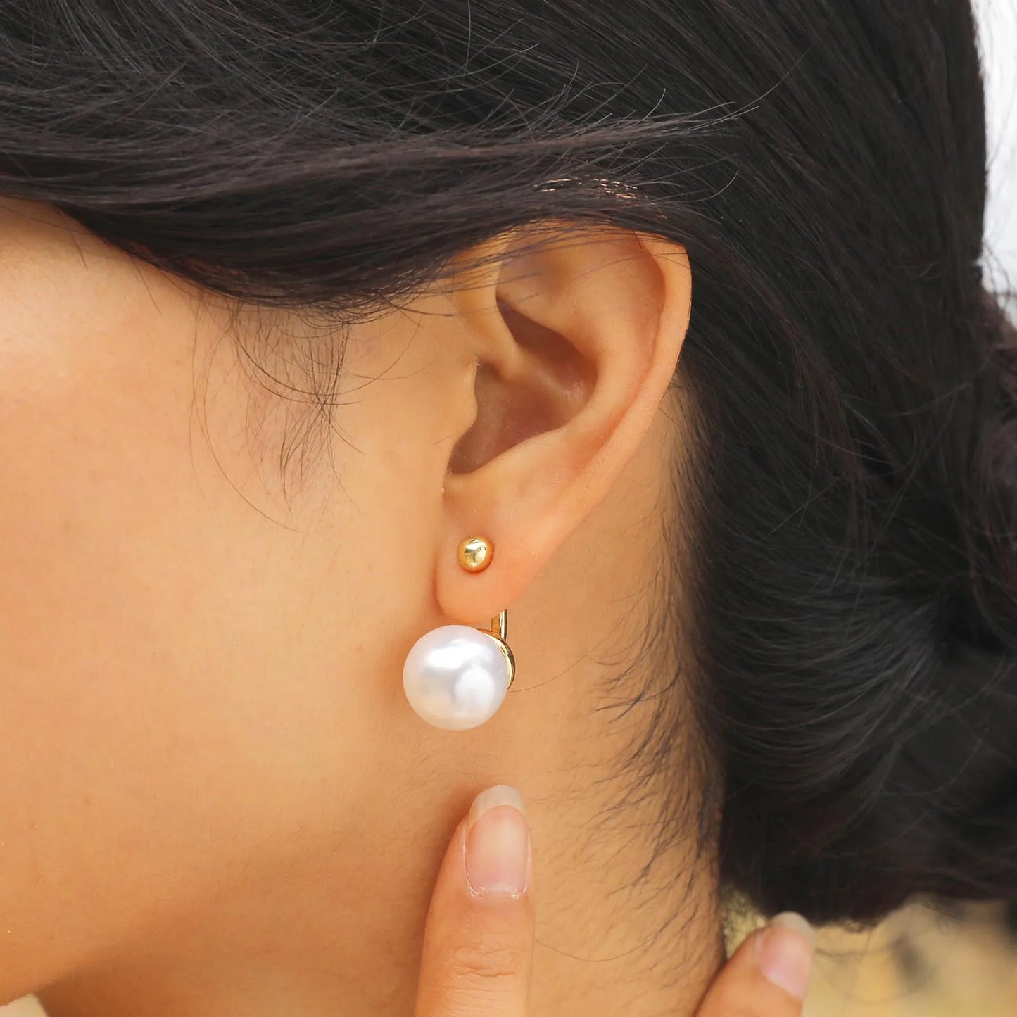 Ariel Minimalist Round Simulated Pearl Earrings for Women