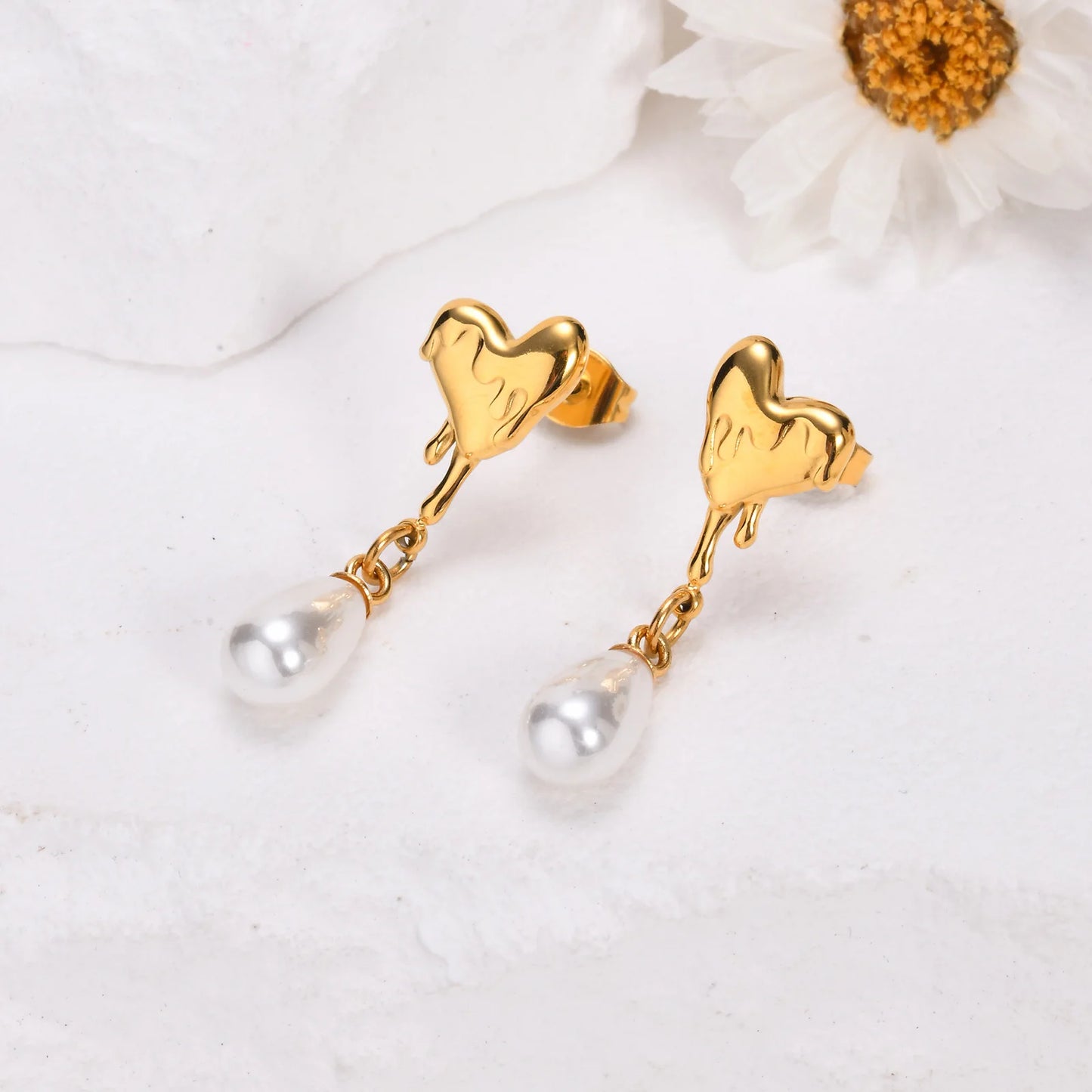 Ariel Dainty Lava Textured Heart Earrings for Women