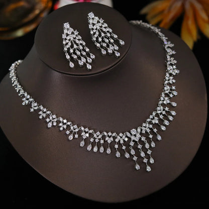 Ariel Luxury Cubic Zircon Necklace Earrings Set