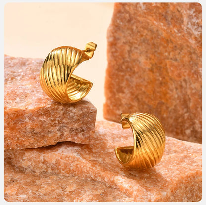 Ariel 18K Gold Plated Chunky Hoop Earrings for Women