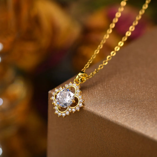 Ariel CZ Stone Flower Necklace