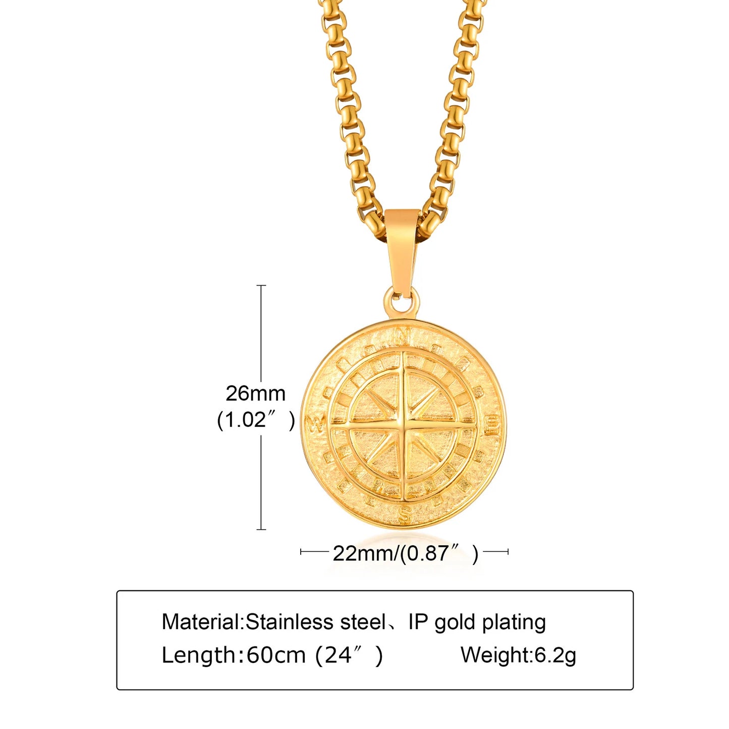 Ariel Men Compass Pendant Necklaces