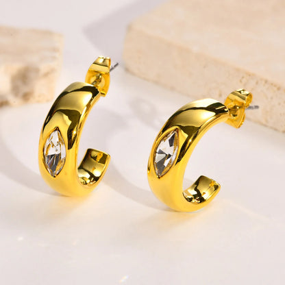 Ariel Minimalist C Shaped Hoop Earrings