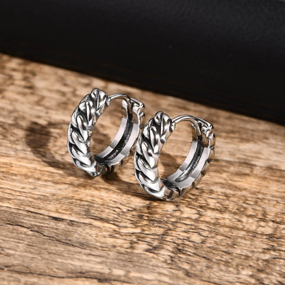 Ariel Minimalist Twisted Chain Hoop Earrings for Men